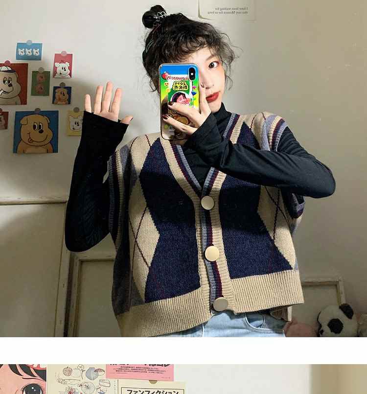 Áo khoác len không tay cổ chữ V phong cách Hàn Quốc | BigBuy360 - bigbuy360.vn