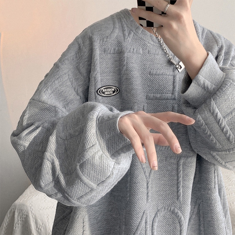 Áo hoodie nam không mũ oversize dài tay áo