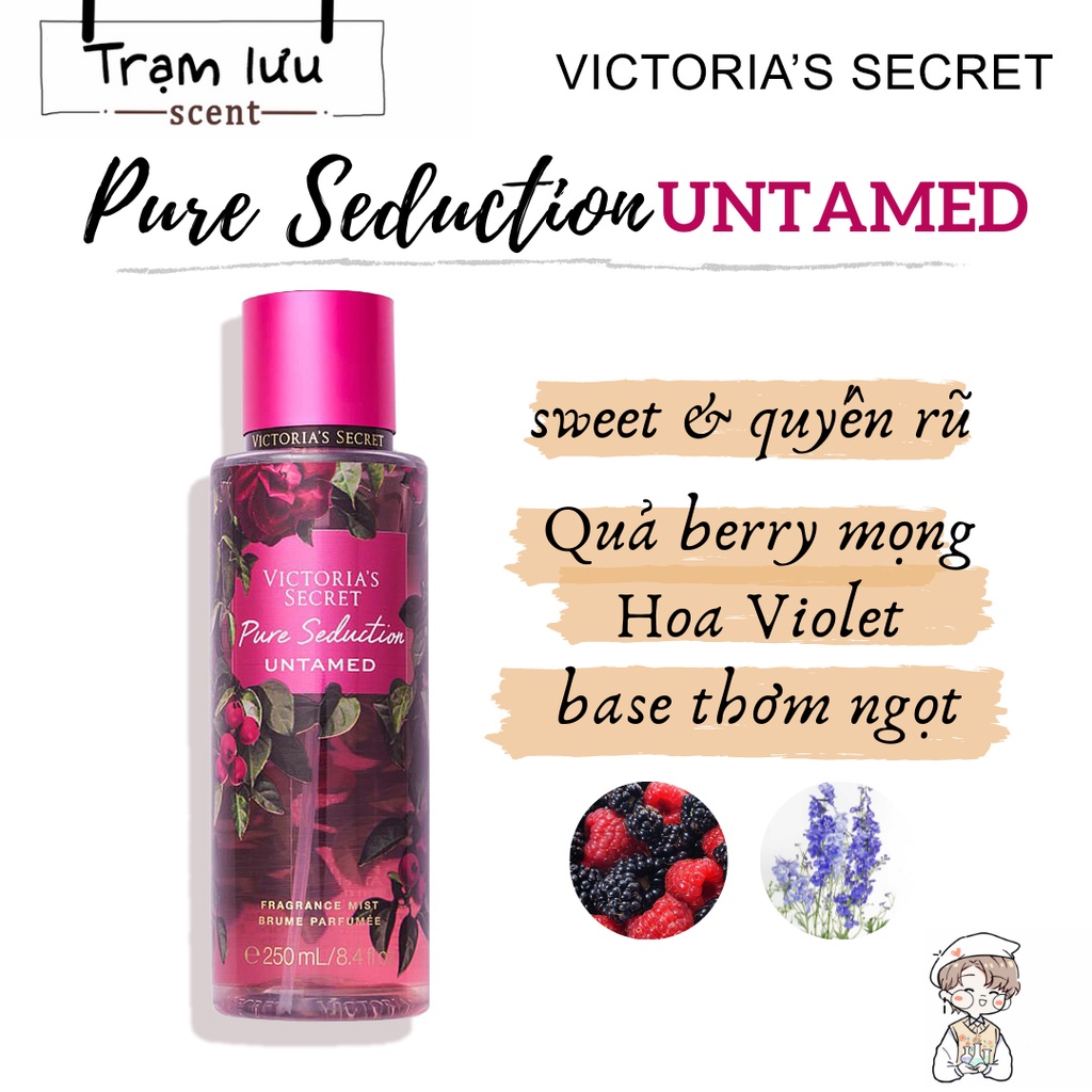 Pure Seduction UNTAMED - Xịt thơm toàn thân Body Mist Victoria's Secret 5ml -30ml [Chính hãng 100%]