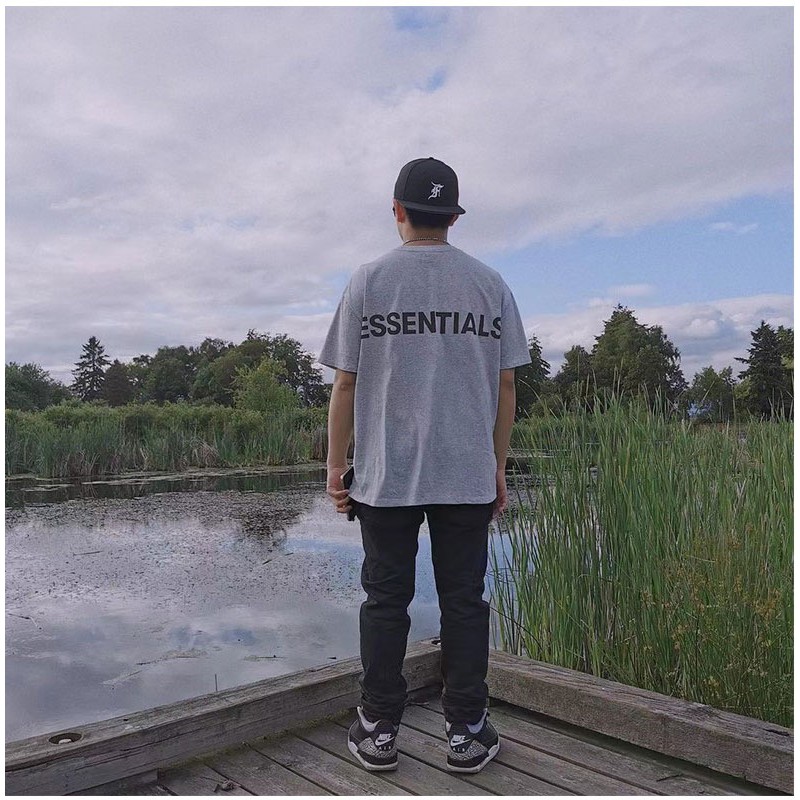 Áo thun tay lỡ Essentials xám ghi , áo cotton nam nữ unisex,Cocmer_vn