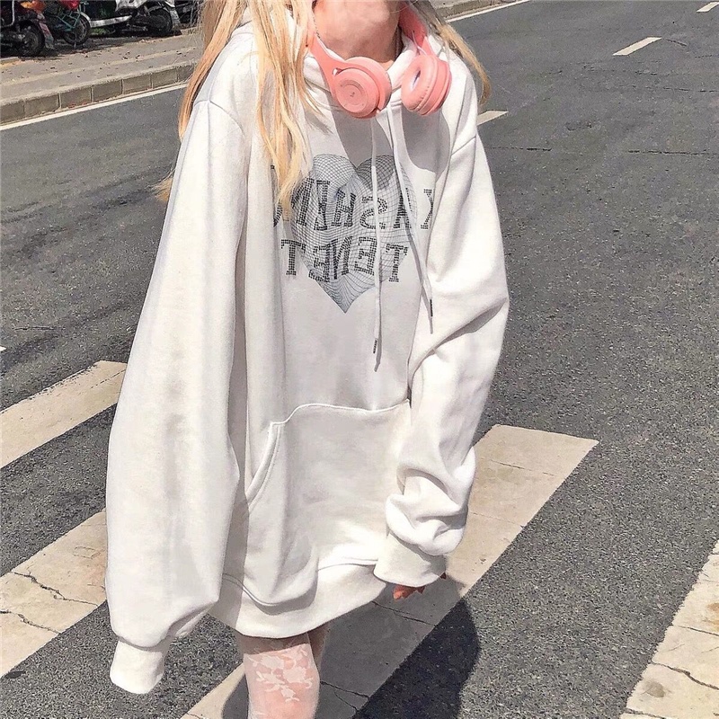 Áo hoodie tay dài dáng rộng phong cách Hàn Quốc thời trang cho nam và nữ 2021
