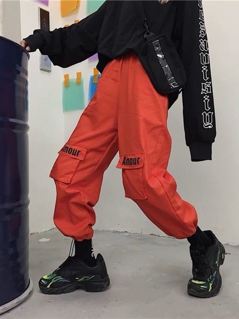 (Order_ảnh thật) Quần jogger kaki boxpant unisex nam nữ amour ống rút dây harajuku | BigBuy360 - bigbuy360.vn