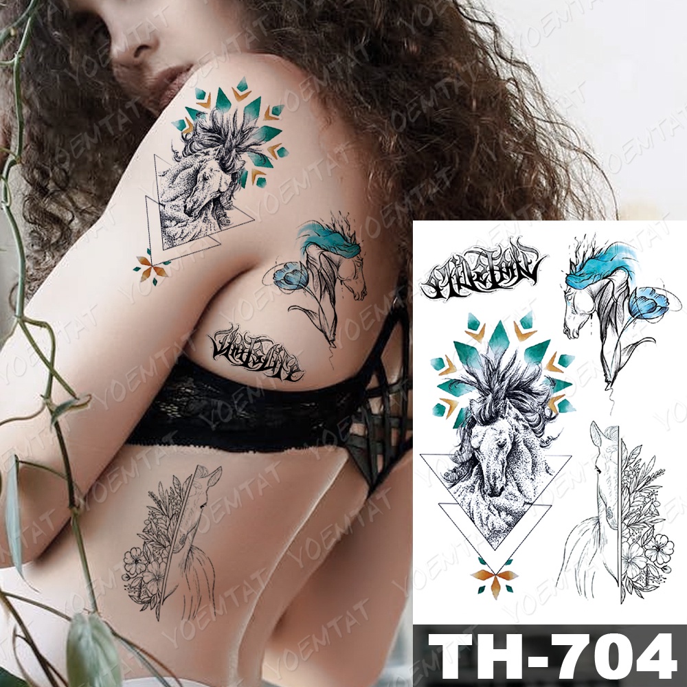 Hình Xăm Dán Tạm Thời Chống Nước Hình Con Hổ/Hoa/Mặt Trăng/Chim Trang Trí Nghệ Thuật Cho Cả Nam Và Nữ
