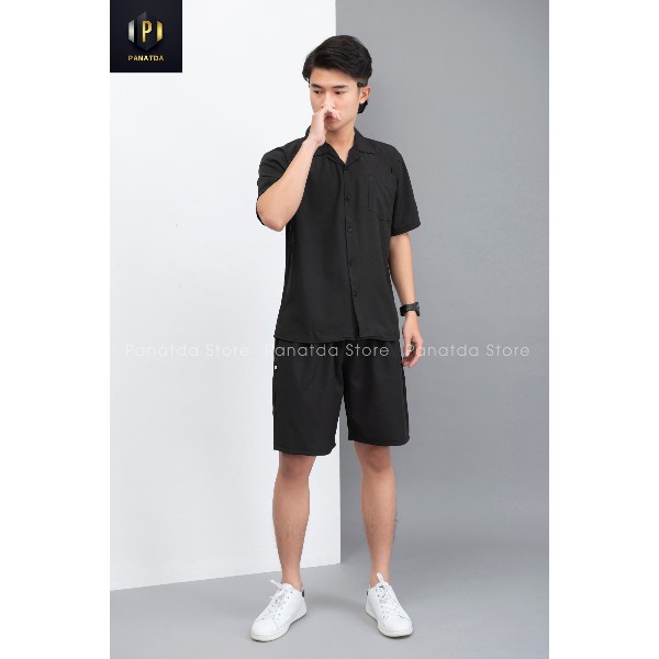 Bộ đồ đi biển nam đồ bộ nam cao cấp chất liệu vải lụa gió sợi tre thoáng mát | BigBuy360 - bigbuy360.vn