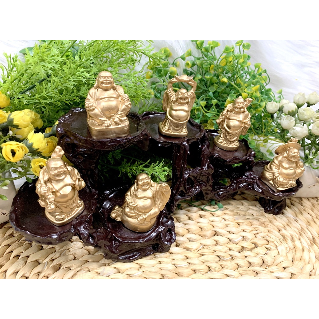 Full Set 6 tượng Bồ Tát Di Lặc Hoan Hỉ Tài Lộc tọa đế 6 chân ( Hình Thật - Video Thật )