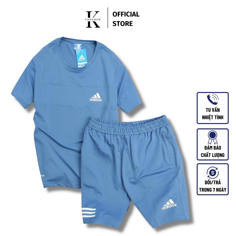 Bộ quần áo thể thao nam mùa hè chất cotton co dãn 4 chiều KARAMAN