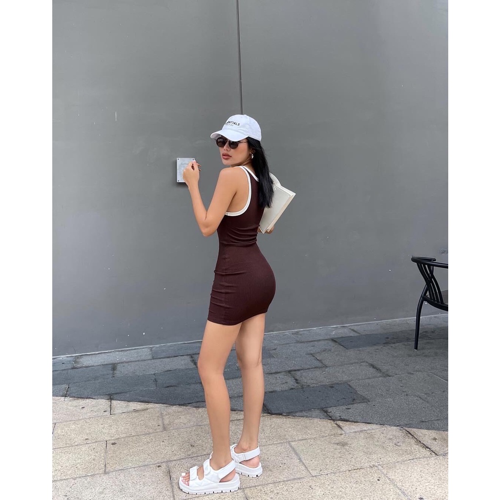 ĐẦM BODY TĂM 3 LỔ PHỐI VIỀN MÀU KÈM ẢNH THẬT