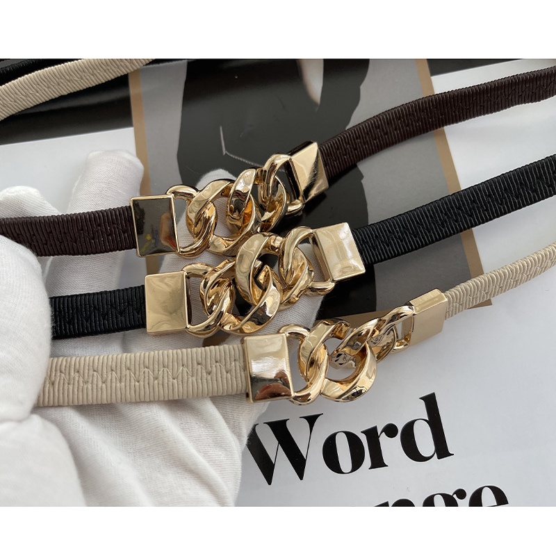 OFF WHITE Thắt Lưng Co Giãn Khóa Kim Loại Thời Trang Dành Cho Nữ