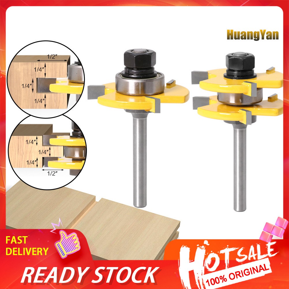 Bộ 2 Mũi Phay Gỗ 3 Rãnh 5/8 cm