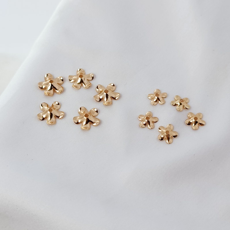 Set 10 Ghim Cài Áo/Kẹp Tóc Hình Bát Hoa Ba Chiều Bằng Đồng 14K Thủ Công DIY