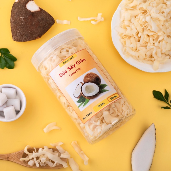 Dừa Sấy Lạnh Cao Cấp, Vị Sữa, Giòn Tan 500g
