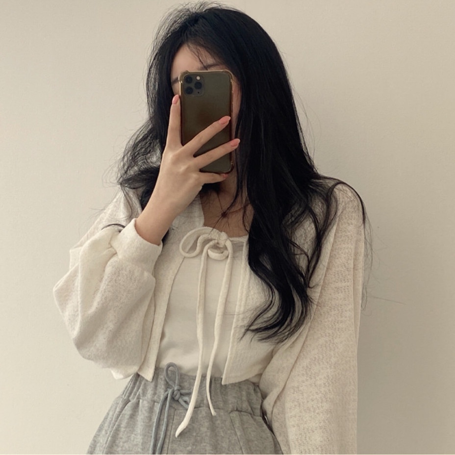 Áo Khoác Cardigan Tay Dài Dáng Rộng Phong Cách Hàn Quốc Thời Trang Mùa Hè Cho Nữ