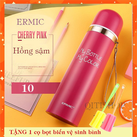 🔥HOT🔥 Bình Giữ Nhiệt Ermic INOX 304 - 500ml (TẶNG Cọ Bọt Biển Vệ Sinh Bình) | WebRaoVat - webraovat.net.vn