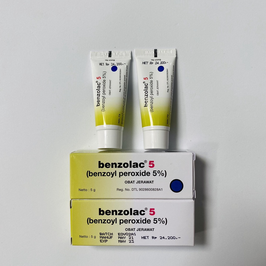 Benzolac 2.5% - 5% (5-10g) kem chấm mụn, 2.5 - 5% Benzoyl Peroxide, giảm sạch Mụn ngay