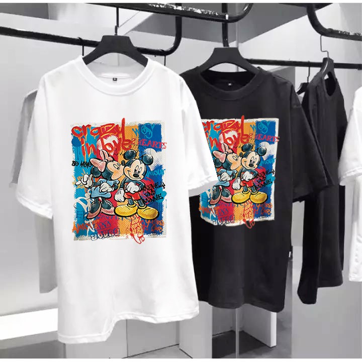 Bst chuột Mickey áo thun , áo phông nam, nữ tay ngắn 2 màu đen - trắng thun cotton thiết kế đẹp in 3d | BigBuy360 - bigbuy360.vn