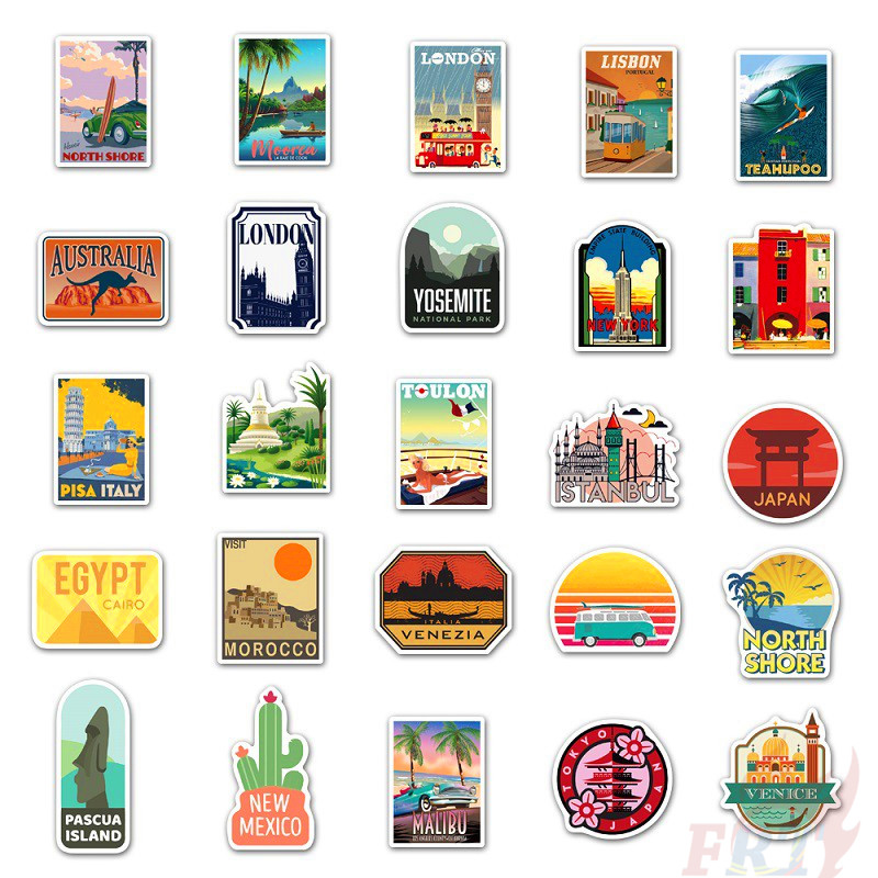 ❉ Famous Tourist City Travel Landscape Stickers ❉ 50Pcs/Set DIY Fashion Decals Doodle Stickers