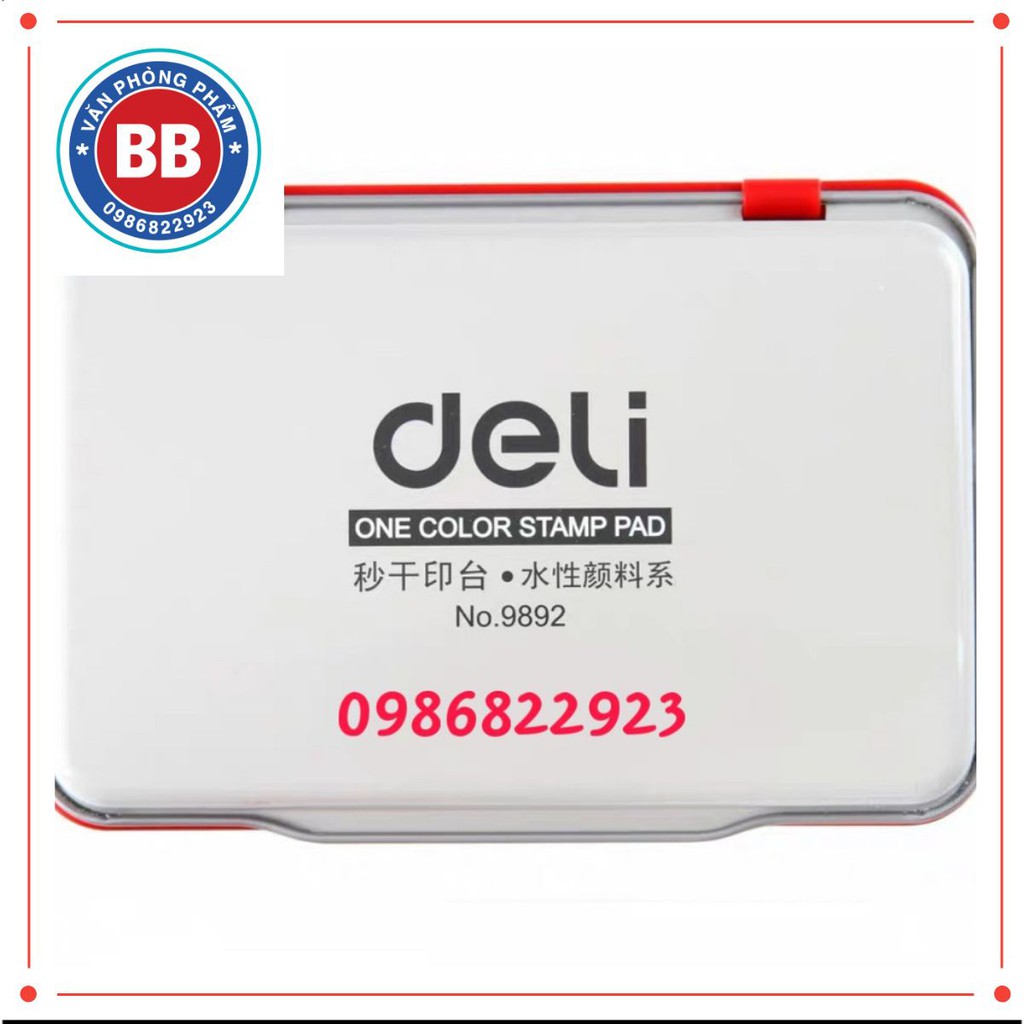 Hộp Dấu Sắt Đỏ Deli 9892, hộp mực dấu, mực lăn tay, dấu điểm chỉ