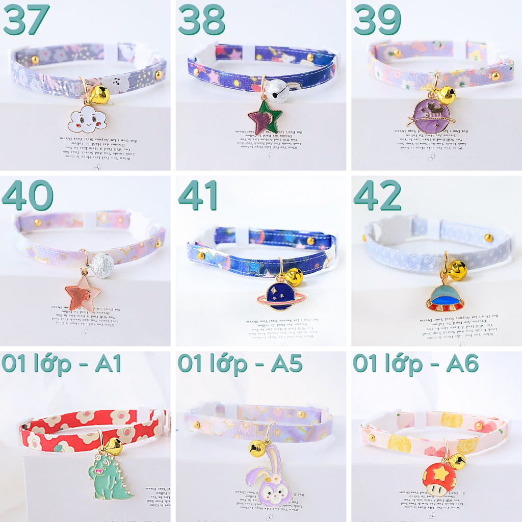 Vòng cổ thú cưng cho chó mèo gắn chuông kèm charm xinh yêu