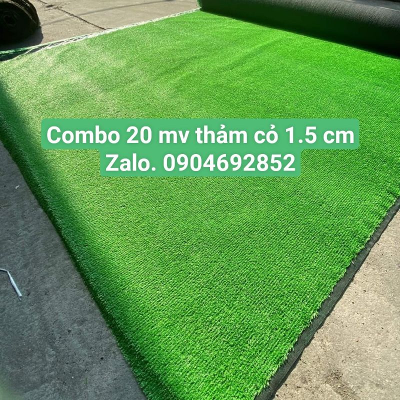 Combo 20 mét vuông thảm cỏ nhân tạo 1.5 cm sợi nilong khổ cắt 2m x 10m