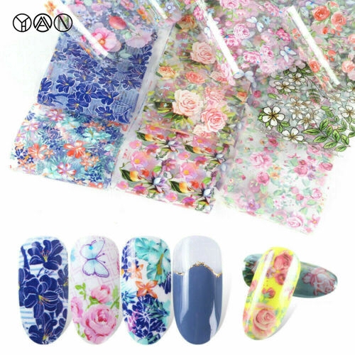 Set 10 sticker họa tiết hoa xinh xắn dùng để trang trí móng