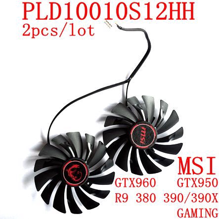 Bộ 2 Quạt Tản Nhiệt Pld10010s12hh 4pin 94mm Dc12v 0.4a Cho Msi Gtx960 Gtx950 R9 380 390 / 390x