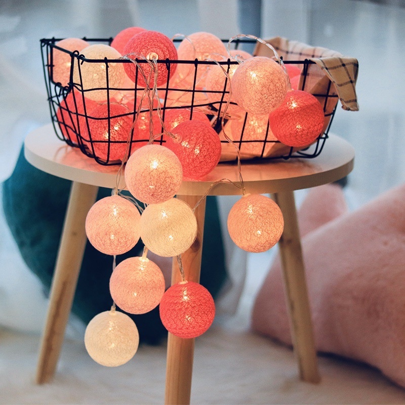 Dây Đèn LED 20 Bóng Hình Quả Bóng Cotton Trang Trí Giáng Sinh / Tiệc Cưới / Lễ Hội