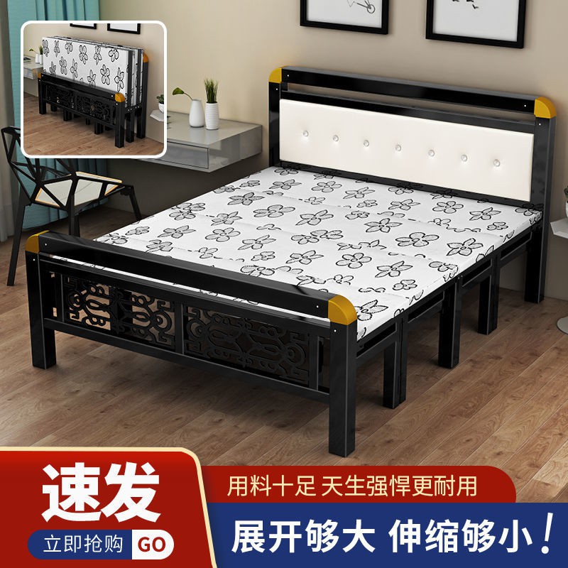 giường gấp nghỉ trưa gỗ đơn giản khung sắt đôi 1m 1,2 mét 1,5 người lớn sử dụng trong nhà