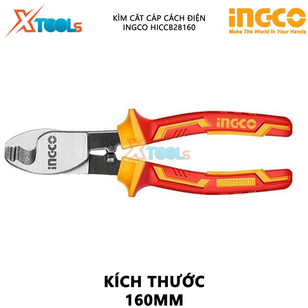 Kìm cắt cách điện INGCO HICCB28160 | kềm cách điện chiều dài kìm 6&quot; (160mm) tay cầm cách điện lên đến 1000V cắt, kẹp, tu