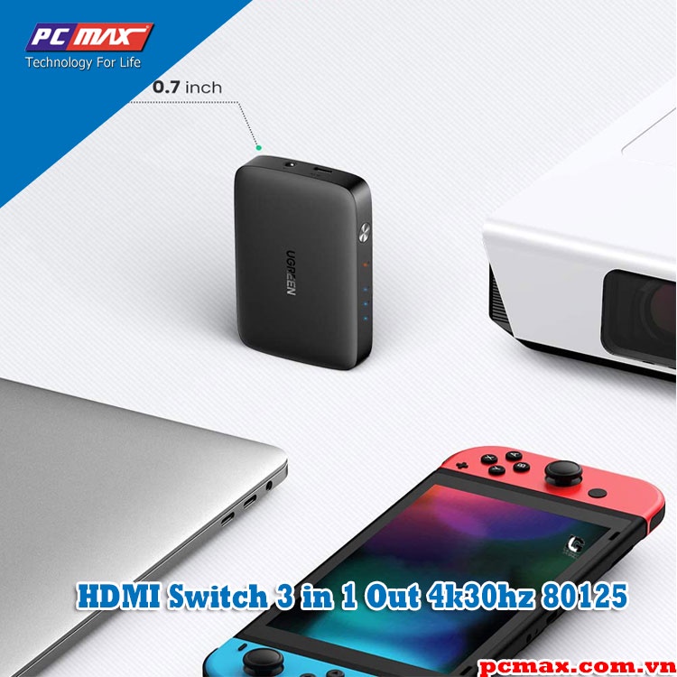 Switch gộp HDMI 3 vào 1 Full HD  4k/30hz Ugreen 40234 80125 - Hàng chính hãng