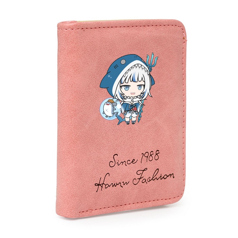 Ví ngắn hồng cầm tay in hình GAWR GURA Hololive Vtuber đựng vật dụng nhỏ tiện lợi anime chibi