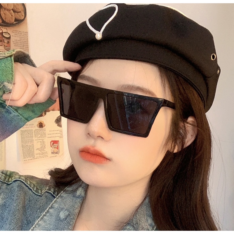 Kính Mát Gọng Vuông Lớn Chống Tia UV400 Phong Cách Vintage