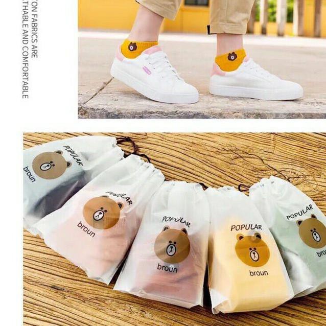 Set 10 Đôi Tât Gấu Kèm Túi Zip Broun .