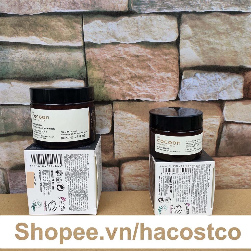 Mặt nạ bí đao Cocoon 100ml , 30ml làm thông thoáng lỗ chân lông, cải thiện tình trạng mụn Hong1008