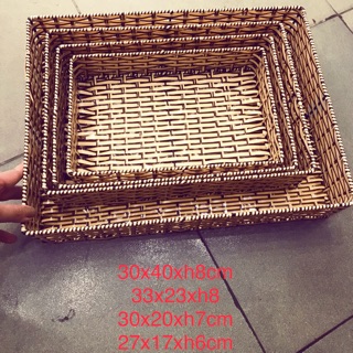 Khay chữ nhật nhựa giả mây