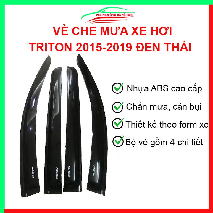 Vè che mưa cho xe ô tô Triton 2015-2021 vè đen bảo vệ trang trí xe