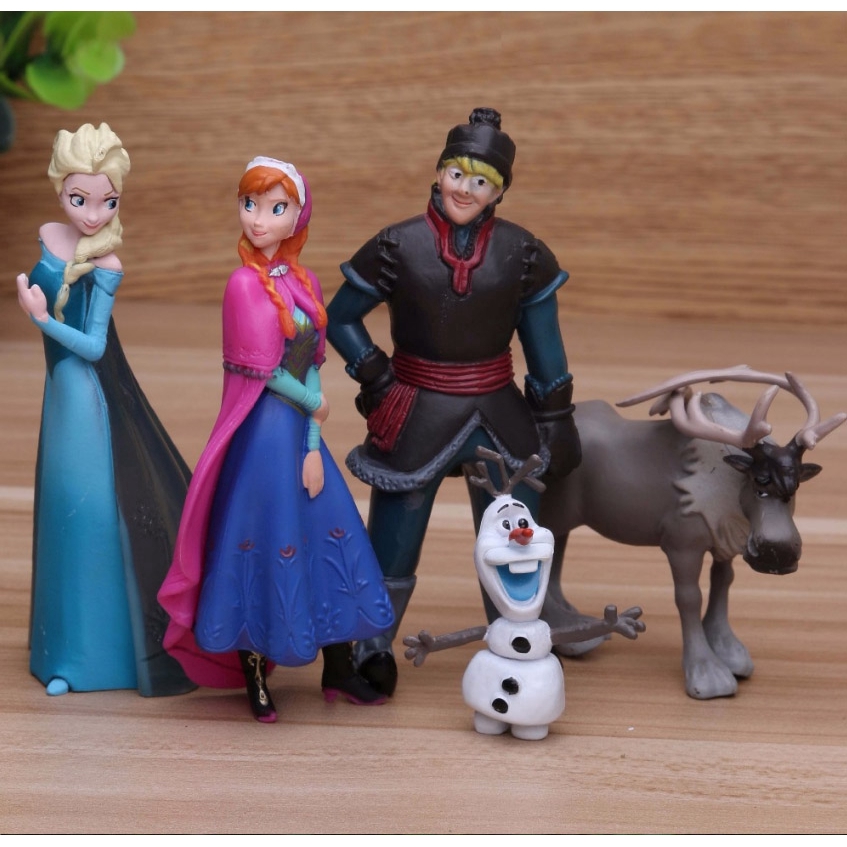 Set 5 búp bê đồ chơi hình nhân vật hoạt hình Disney Frozen Kristoff Sven Olaf bằng PVC