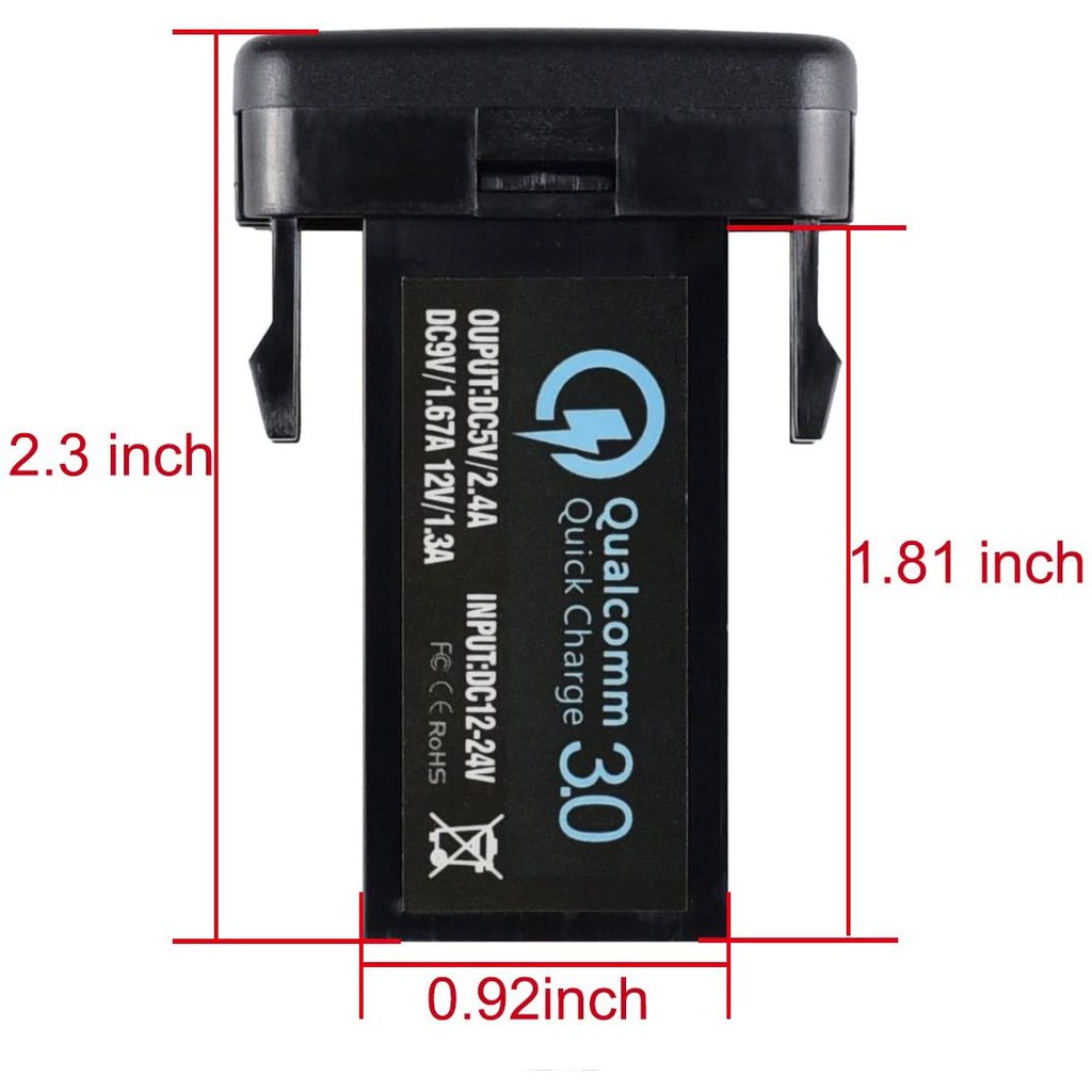 Củ sạc nhanh cổng USB 3.0 & 2.4A cho xe hơi Toyota