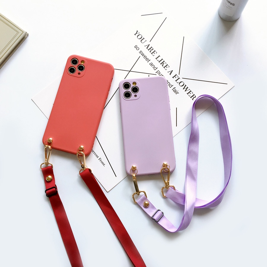 Ốp Điện Thoại Có Dây Gài Cho Iphone 11 12 13 pro max 8 Plus 7 Plus 8 7 11 13 X Xs max XR SE 2020 12 pro max