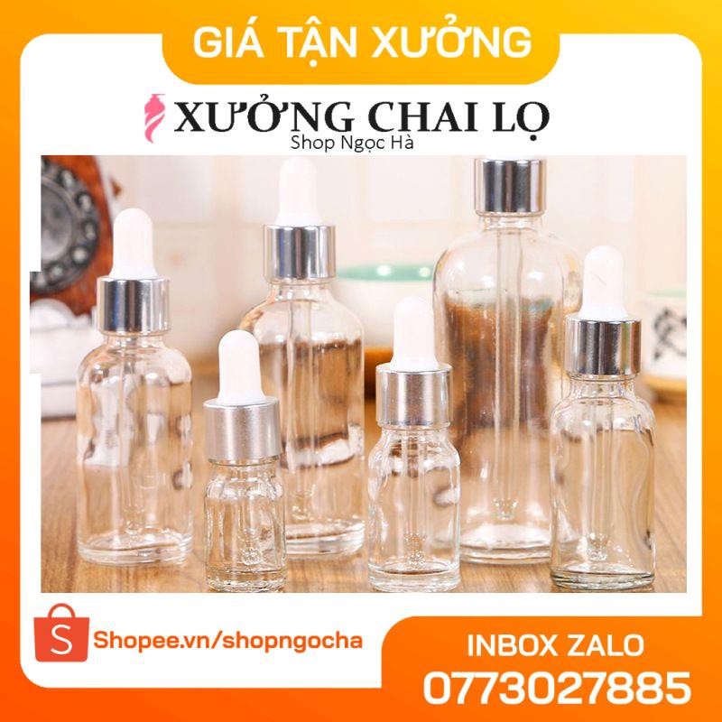 Lọ Chiết Serum ❤ GIÁ RẺ NHẤT ❤ Lọ đựng tinh dầu 15ml,20ml Dày bóp giọt Khoen Bạc chiết serum , phụ kiện du lịch