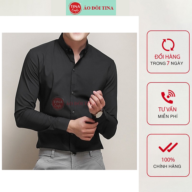 Áo Sơ Mi Nam Tay Dài, Áo Sơ mi Công Sở, Màu Trắng, Đen, Xanh Đen, Xanh Ngọc, Sơ Mi Kiểu Đẹp Chất Kate Lụa Mềm Cao Cấp | BigBuy360 - bigbuy360.vn