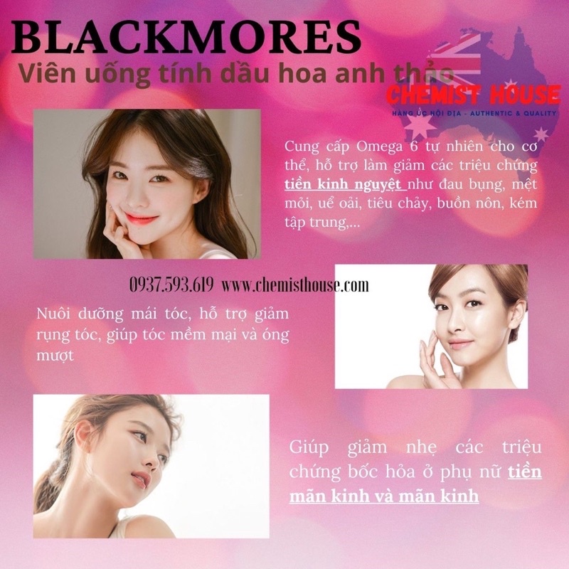 Viên uống tinh dầu hoa anh đào Blackmore chính hãng hộp 190 viên