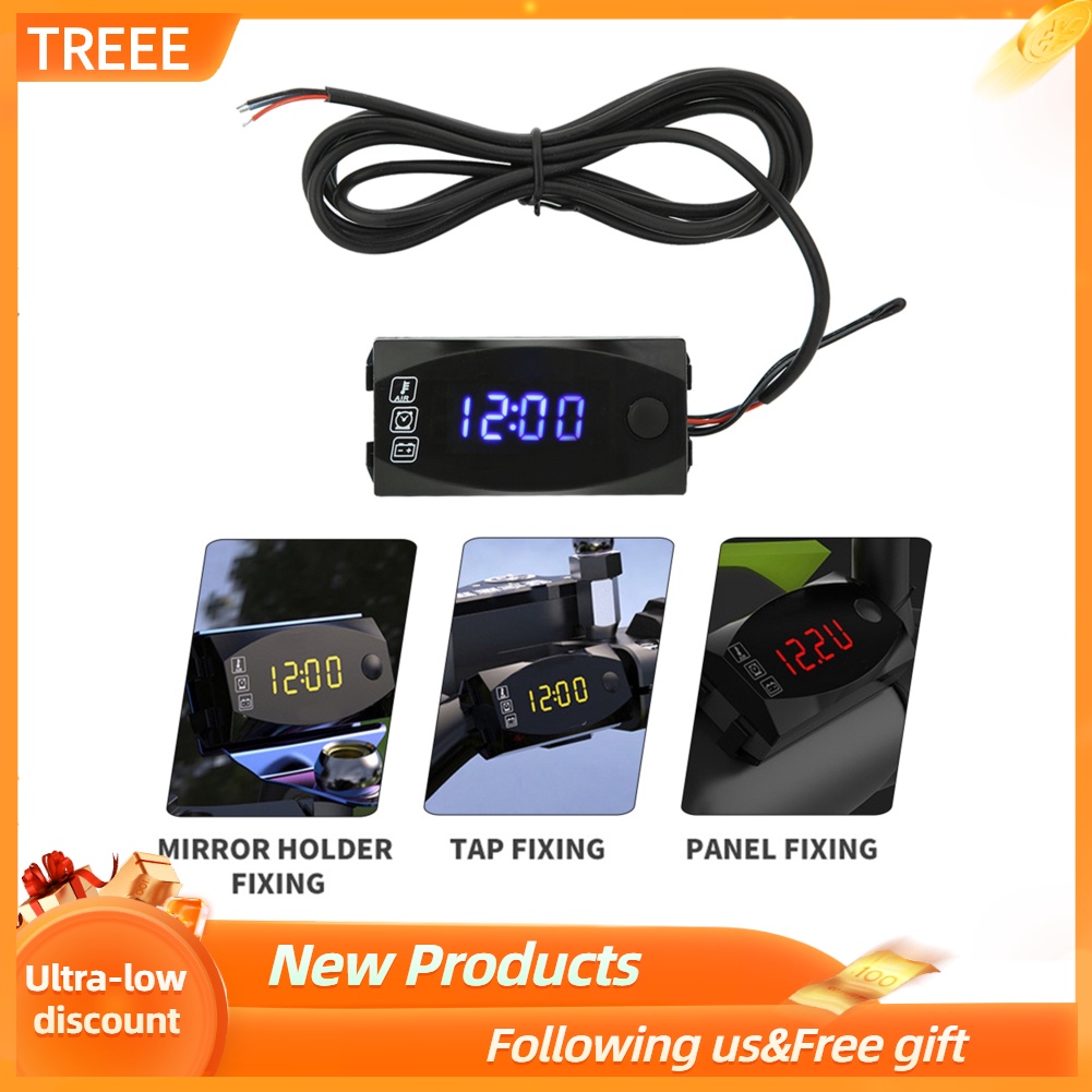 ELECTRONIC Đồng Hồ Vôn Kế Điện Tử 6v-30v 3 Trong 1 Cho Xe Mô Tô
