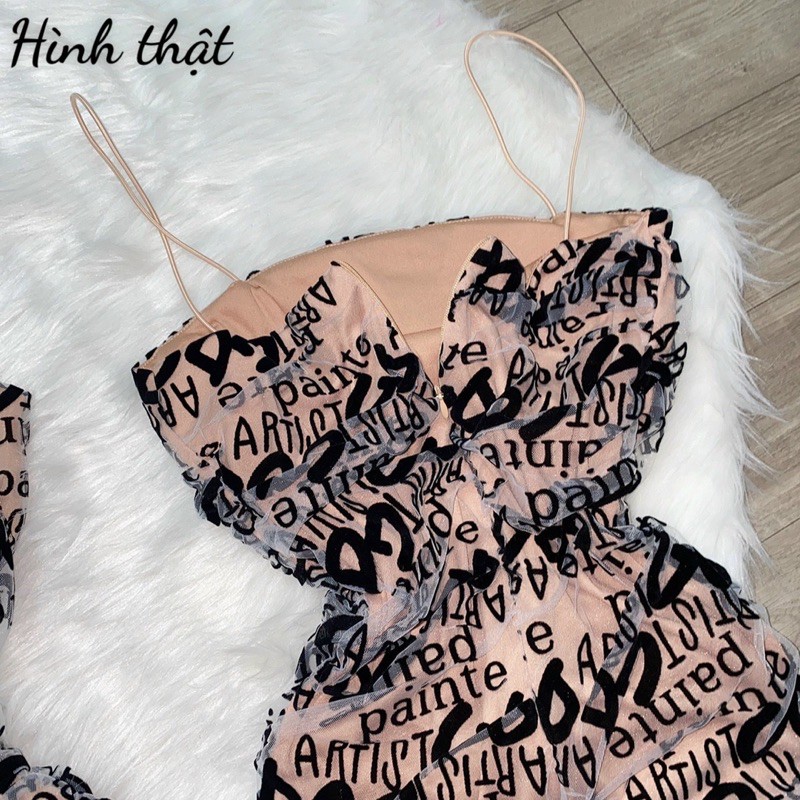 Đầm dây kiểu họa tiết chất lưới có khoá kéo | BigBuy360 - bigbuy360.vn