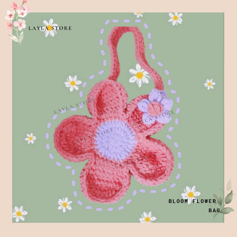 Túi len bông hoa cúc Bloom Flower Bag nhiều màu - Túi xách len handmade hot trend Layla Store