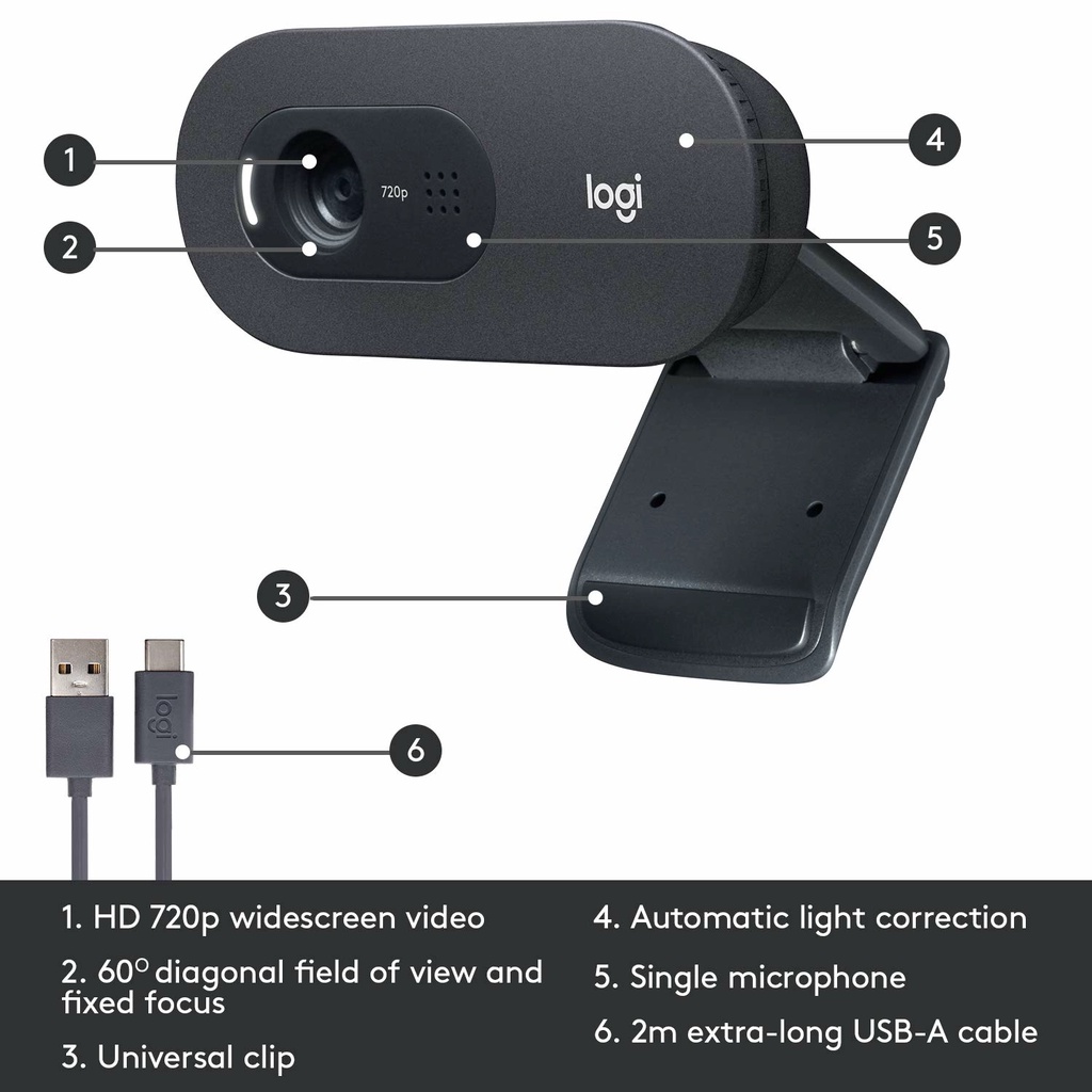 Webcam Logitech C505 Với Micro Phạm Vi Dài - Hàng Chính Hãng