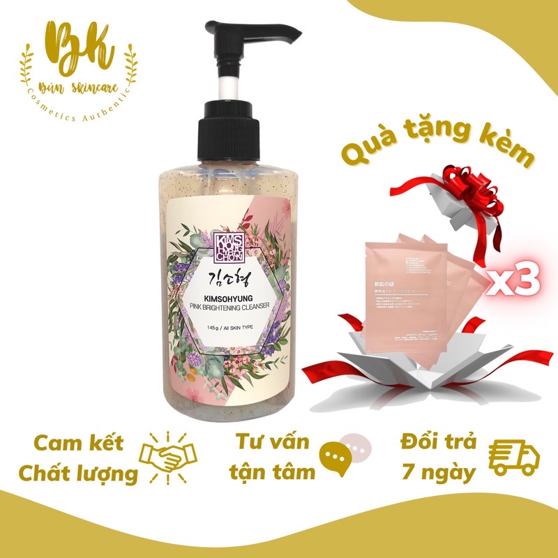 Sữa Rửa Mặt Đậu Đỏ KimSoHyung Pink Brightening Cleanser So Natural Nhập Khẩu Hàn Quốc chuẩn 100%