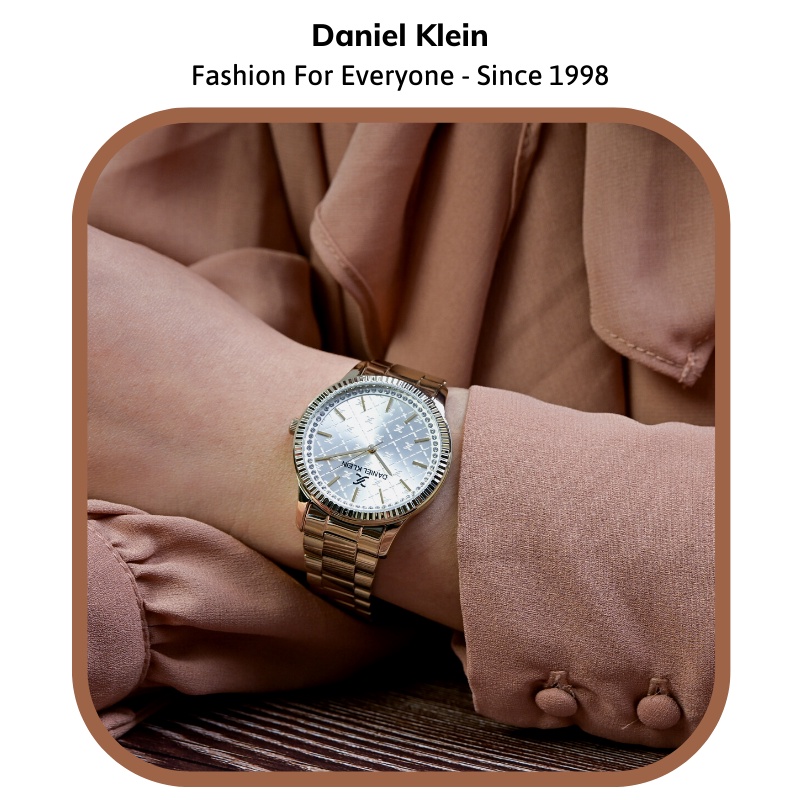 Đồng hồ nữ Daniel Klein Watch DK.1.12540 mặt nhỏ đính đá, kính cứng chống xước, chống nước, dây thép đeo tay cao cấp