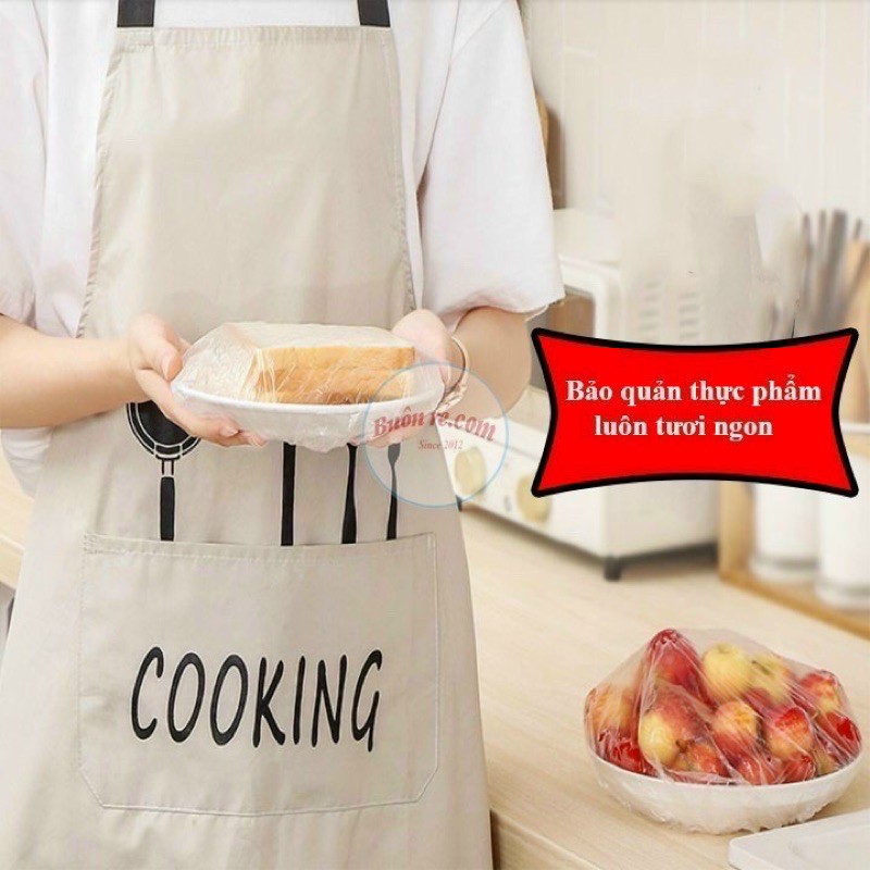 Màng bọc thực phẩm có chun co giãn bịch 100 cái kèm túi in hình gấu tiện lợi vệ sinh