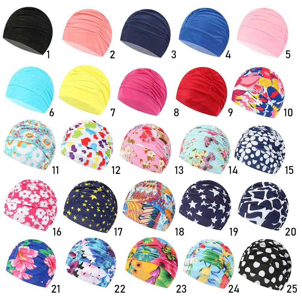 Mũ Bơi Co Giãn In Hoa Free size Bằng Nylon