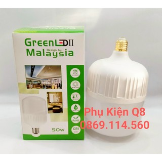Bảo hành 12 tháng - Bóng đèn led bulb trụ GreenLed 50W đuôi xoắn E27, sáng trắng
